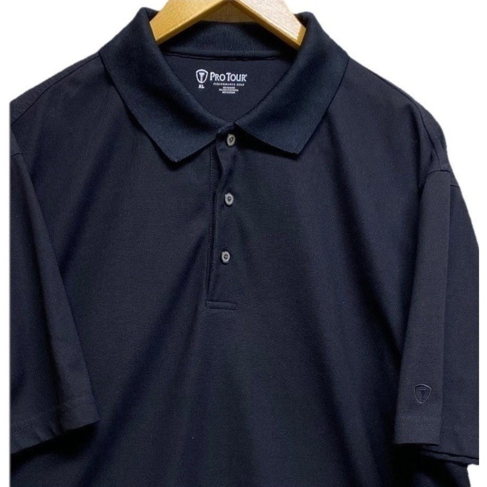 Pro Tour Performance Golf Polo Mens XL Navy Blue Short Sleeve Textured Knit